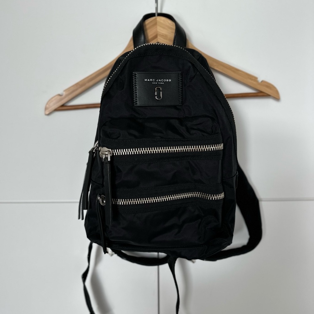 MARC JACOBS black backpack with three zippers- EUC